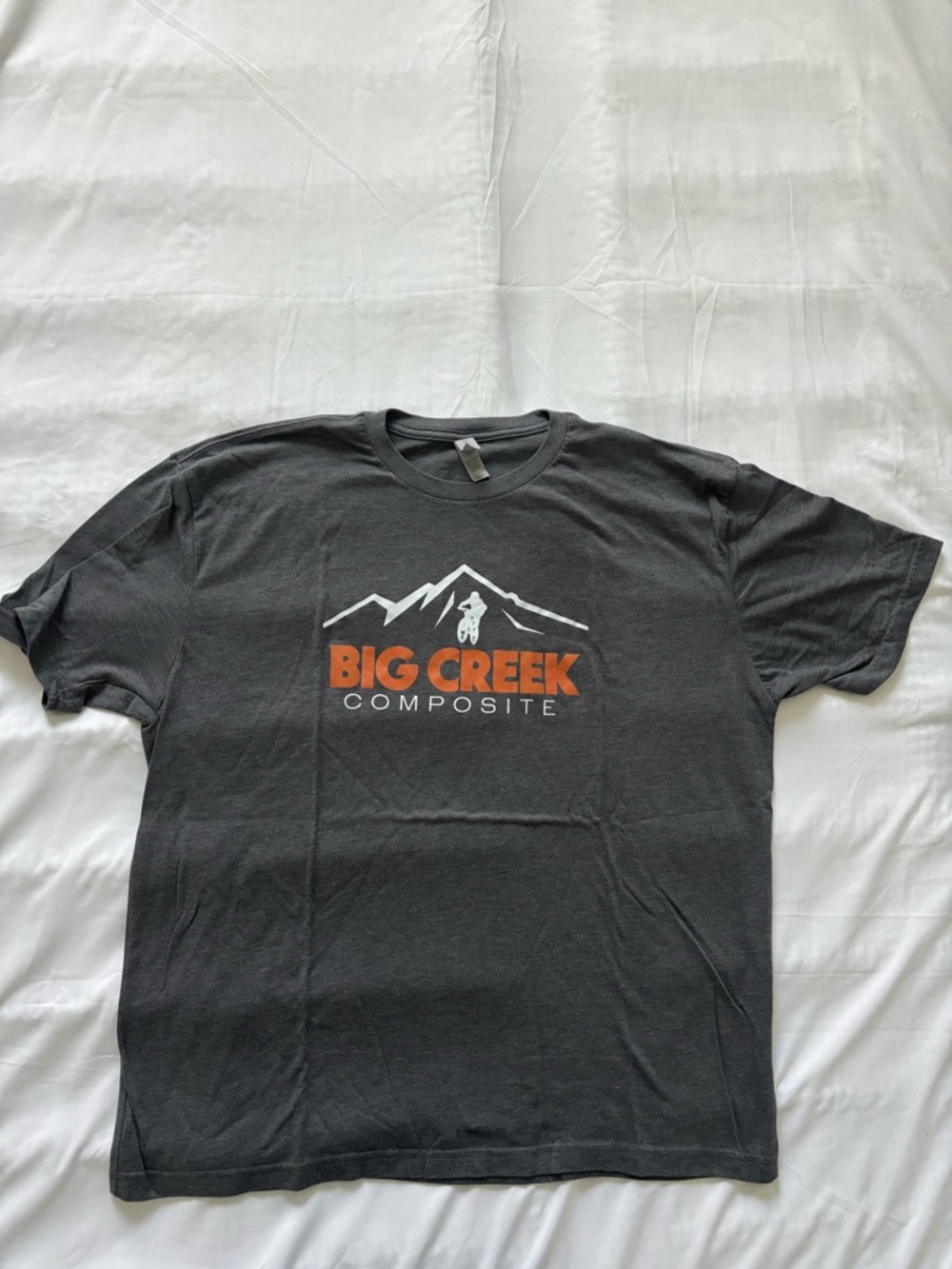 Next Level Apparel Charcoal Tee with Orange & White Big Creek Logo